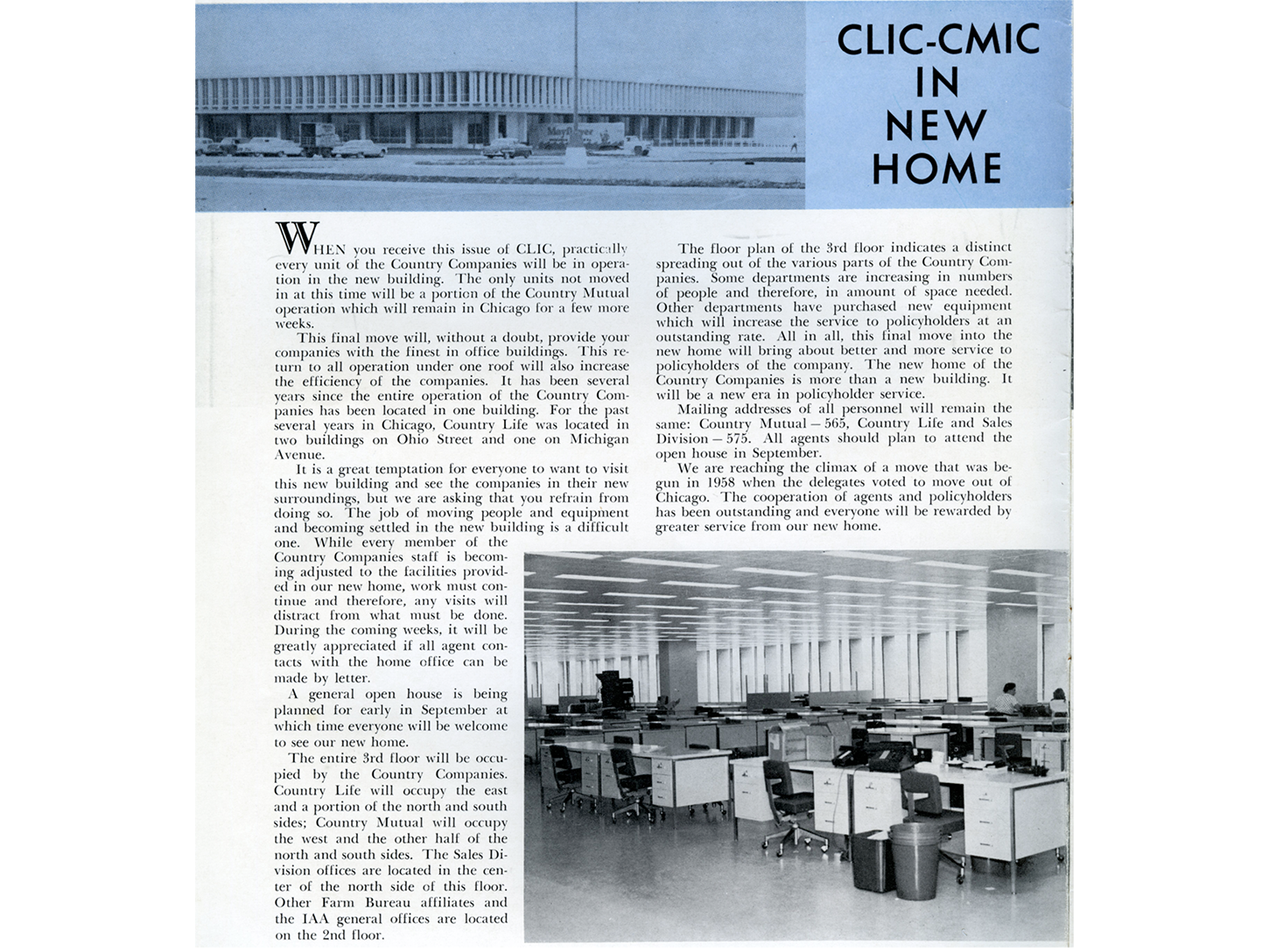 1961 - An article about COUNTRY moving headquarters